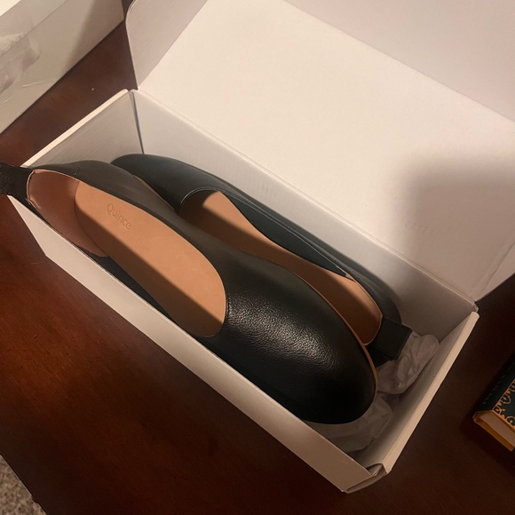 Quince Black Leather Women's Flats - Picture 4 of 5